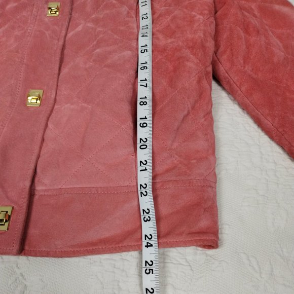 Jerry Lewis 100% Genuine Leathar Jacket Women's Quilted Pink Suede Sz Med - Picture 12 of 16